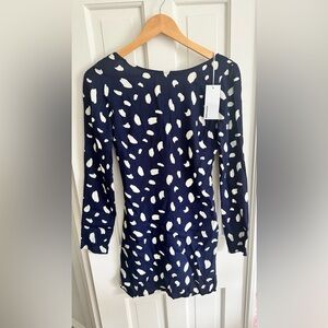 Reformation NWT Cady dress in splatter Size XS New Blue White Long Sleeve mini